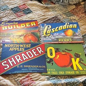 Lot 4 Original Vintage Washington State Fruit crate Labels apples pears